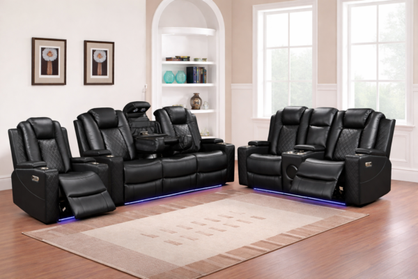 Dearborn Black Sofa & Loveseat & Chair