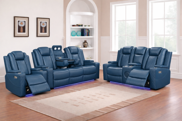 Dearborn Blue Sofa & Loveseat & Chair