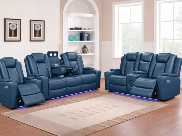 Dearborn Blue Sofa & Loveseat & Chair