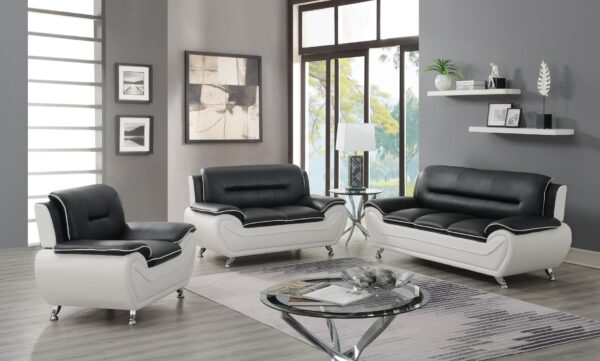 New York Black & White Sofa & Loveseat & Chair
