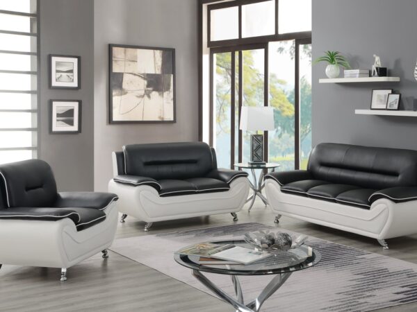 New York Black & White Sofa & Loveseat & Chair