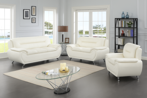 New York White Sofa & Loveseat & Chair