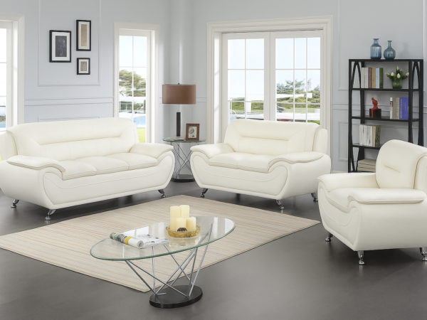 New York White Sofa & Loveseat & Chair