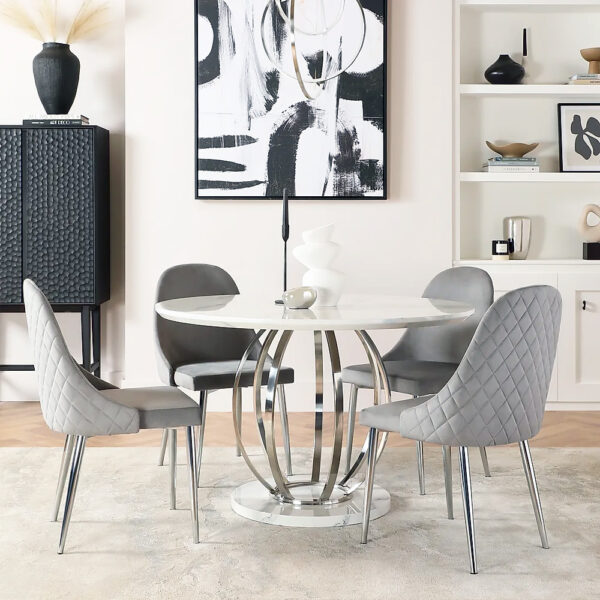 DANNA DINING TABLE WHITE MARBLE TOP