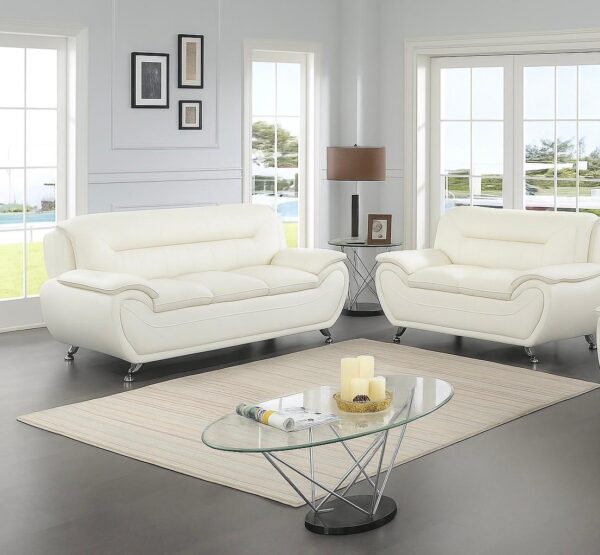 New York White Sofa & Loveseat