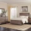 Queen Bedroom Set Washed Taupe Kauffman 4-piece