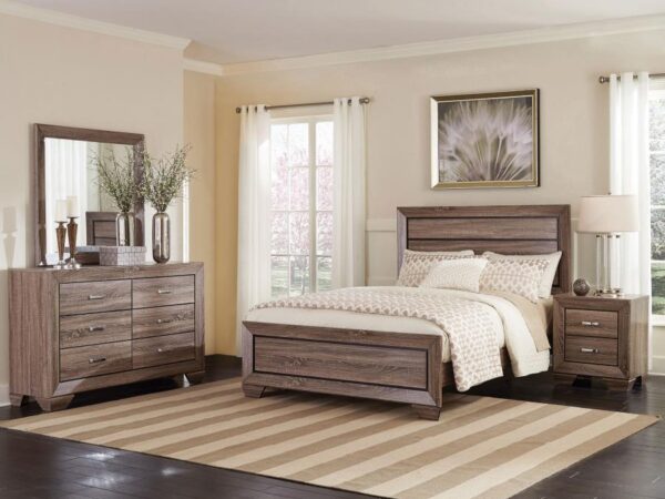 Queen Bedroom Set Washed Taupe Kauffman 4-piece