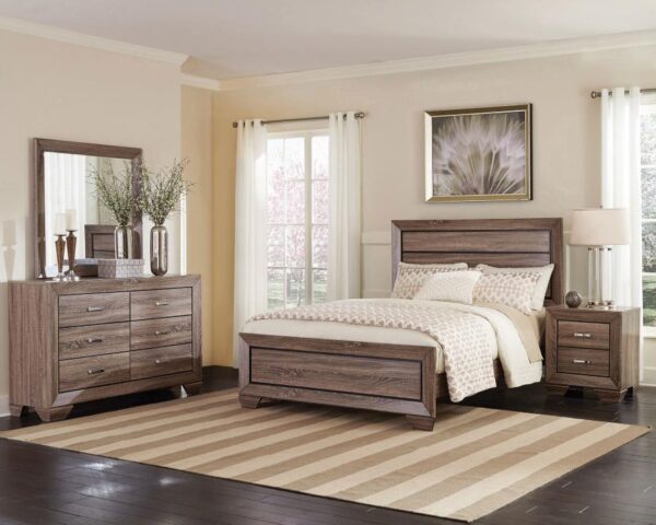 Queen Bedroom Set Washed Taupe Kauffman 4-piece