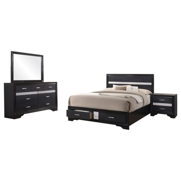 Queen Bedroom Set Black Miranda 4-piece