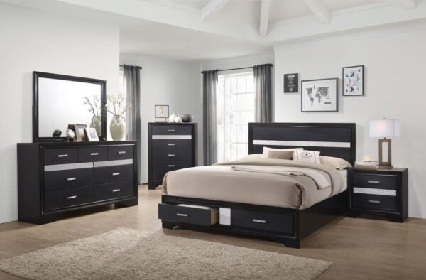 Queen Bedroom Set Black Miranda 4-piece