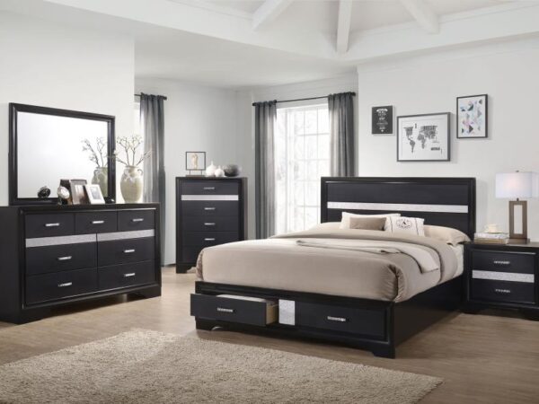 Queen Bedroom Set Black Miranda 4-piece