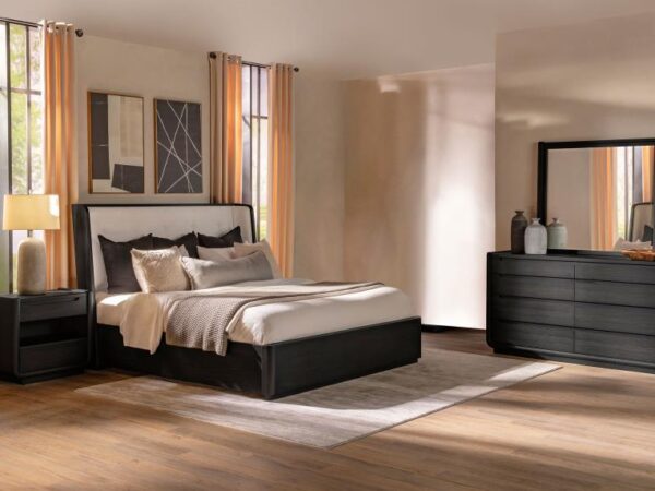 Queen Bedroom Set Burnished Black Leandro 4-piece