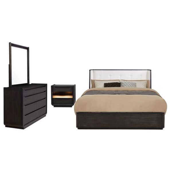 Queen Bedroom Set Burnished Black Leandro 4-piece