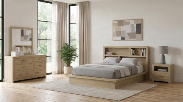 Queen Bedroom Set Light Oak Hendricks 4-piece
