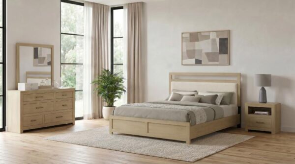 Queen Bedroom Set Light Oak Hendricks 4-piece
