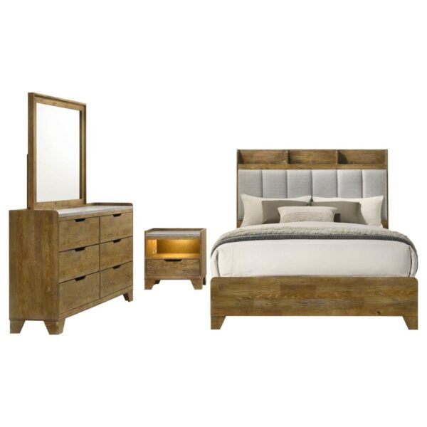 Queen Bedroom Set Medium Oak Henderson 4-piece