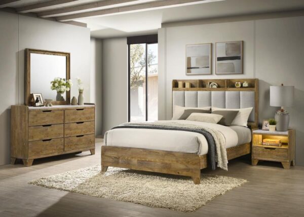 Queen Bedroom Set Medium Oak Henderson 4-piece