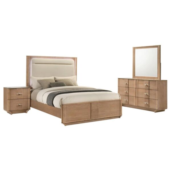 Queen Bedroom Set Light Oak Leanne 4-piece