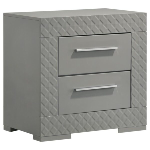 Queen Bedroom Set Grey High Gloss Ives 4-piece