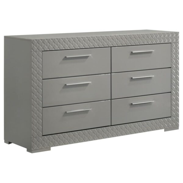 Queen Bedroom Set Grey High Gloss Ives 4-piece