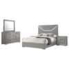 Queen Bedroom Set Grey High Gloss Ives 4-piece