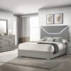 Queen Bedroom Set Grey High Gloss Ives 4-piece