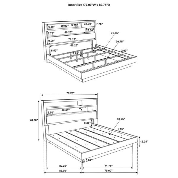 King Bed Bookcase Headboard Grey Oak Fenwick