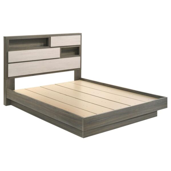 King Bed Bookcase Headboard Grey Oak Fenwick