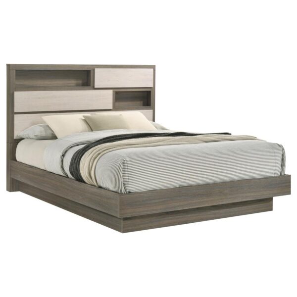 King Bed Bookcase Headboard Grey Oak Fenwick