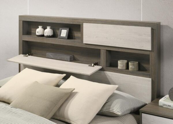 King Bed Bookcase Headboard Grey Oak Fenwick