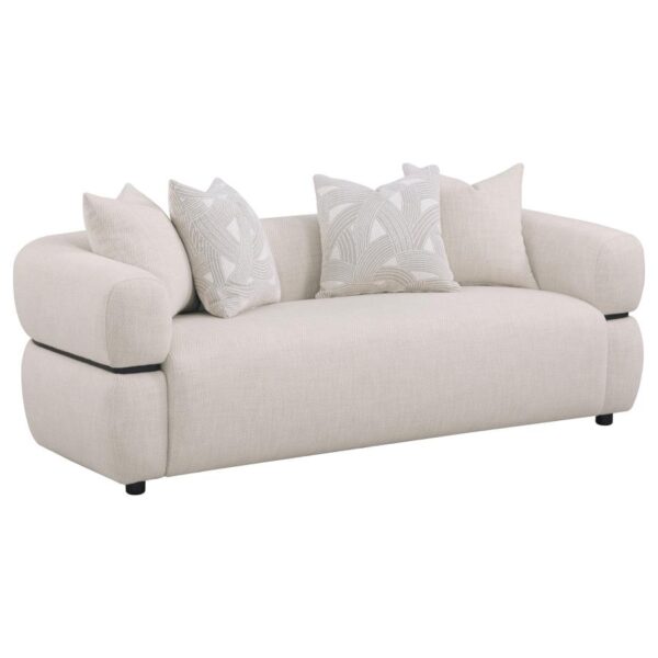 2-piece Fabric Upholstered Round Arm Sofa Set Beige