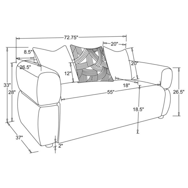 2-piece Fabric Upholstered Round Arm Sofa Set Beige