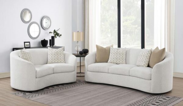 2-piece Boucle Upholstered Sloped Arm Sofa Set Latte