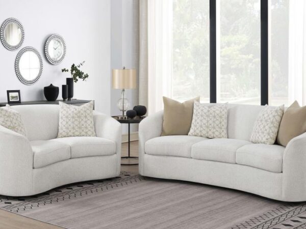 2-piece Boucle Upholstered Sloped Arm Sofa Set Latte
