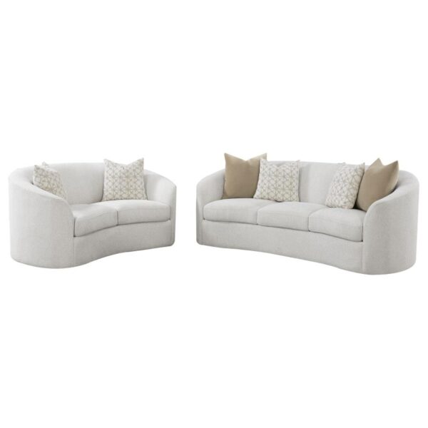 2-piece Boucle Upholstered Sloped Arm Sofa Set Latte