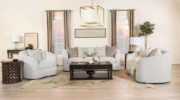 3-piece Boucle Upholstered Sloped Arm Sofa Set Latte
