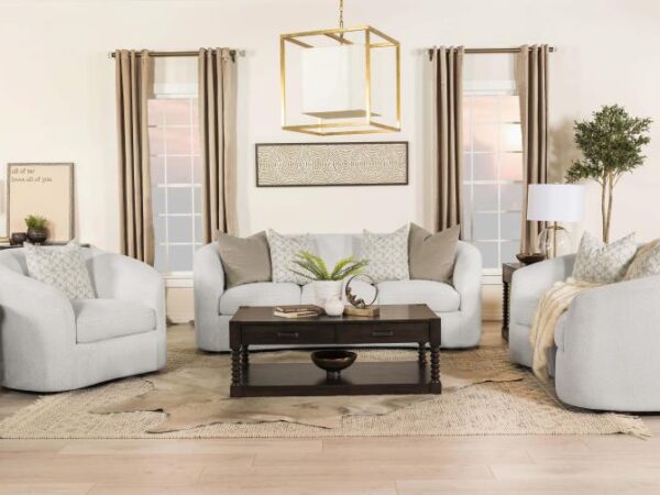 3-piece Boucle Upholstered Sloped Arm Sofa Set Latte