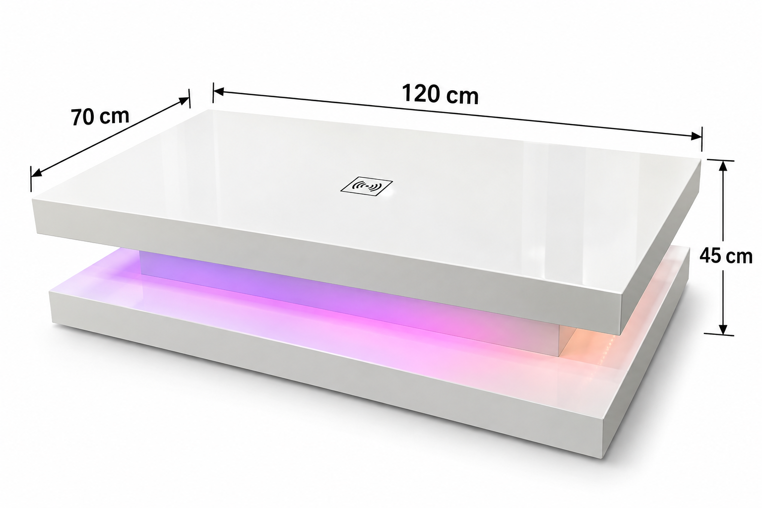 Belliza GD005 Modern LED Coffee Table with Wireless Charging