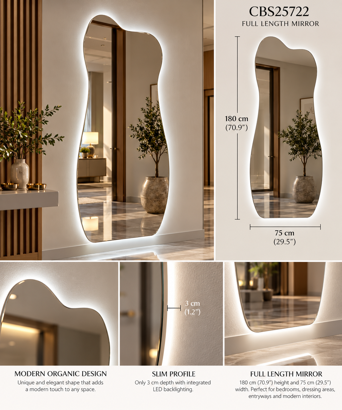 Belliza Irregular Full-Length LED Mirror – CBS25722
