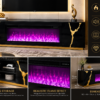 CBS25702 Modern Fireplace TV Stand with Built-In Speakers – Black & Gold 71”