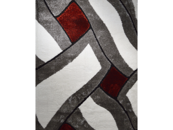 3D SHAGGY Patches white, grey and red