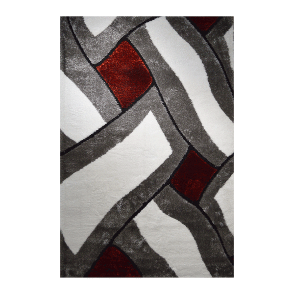 3D SHAGGY Patches white, grey and red