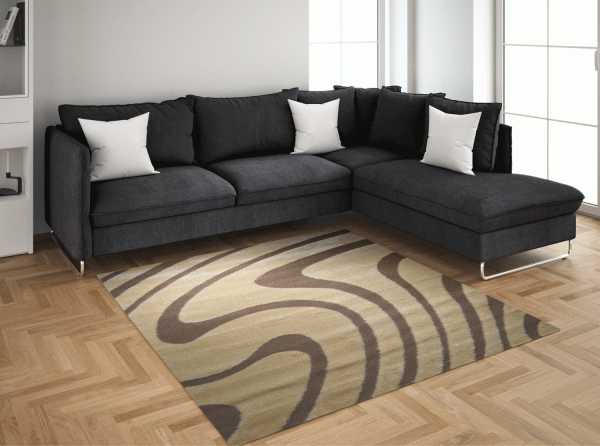 3D SHAGGY Rug Winding Brown Beige