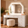 Modern White LED Vanity Set with Bluetooth Speaker & Storage — wholesale furniture for dealers