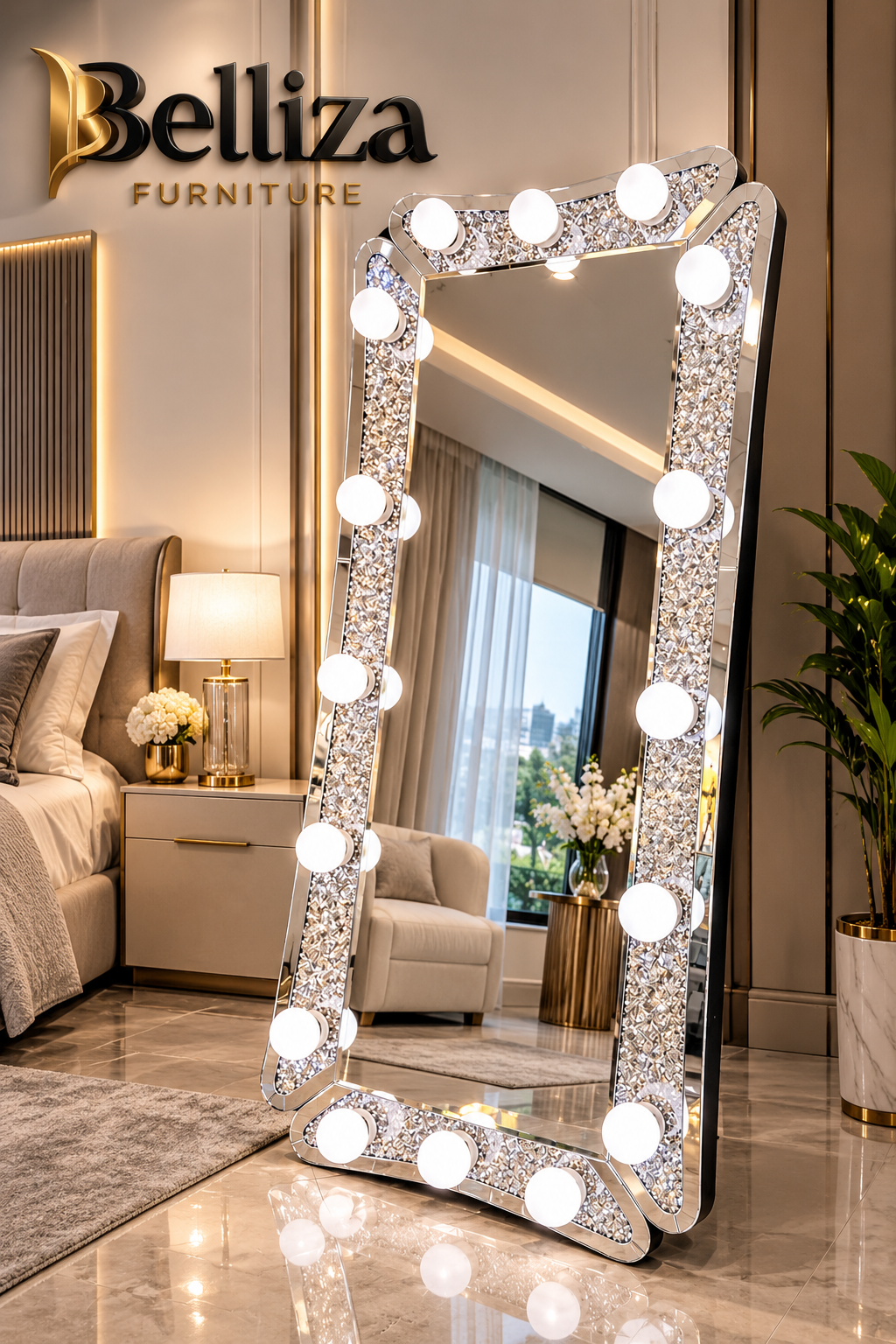 Belliza GD023 Crystal LED Full-Length Floor Mirror