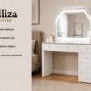 Modern White LED Vanity Set with Bluetooth Speaker & Storage