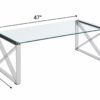 Belliza 47" Chrome X-Base Glass Coffee Table