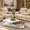 Belliza Modern Geometric Mirrored Coffee Table – White