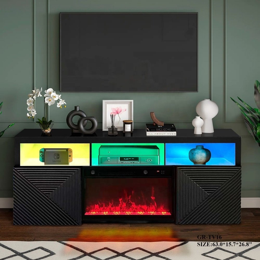 Belliza Modern LED Fireplace TV Stand with Storage – CBS25707