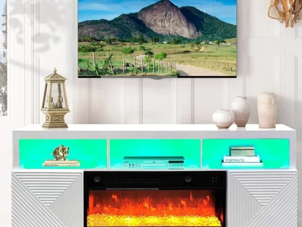 TV stand with fireplace